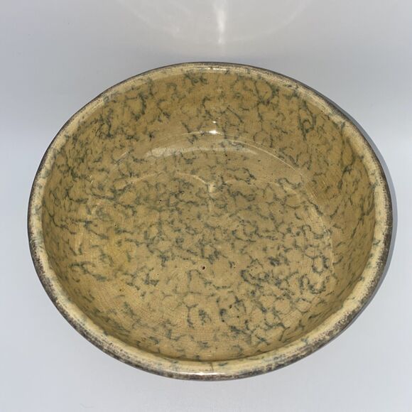 Vintage Yellow Spongeware 9.5”x3” Decor/ Serving Bowl - Picture 1 of 9